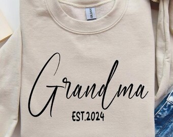 Custom Grandma Est Shirt Mothers Day Sweatshirt, Personalized New Nana Sweater, Birthday Gift for Grandmother