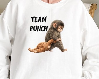 Team Punch  Monkey Sweatshirt,Heartwarming Primate Graphic Sweatshirt,Brave Mockey Outfit