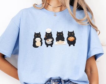 Black Cat Sourdough Shirt, Baking Cat Tee, Cute Sourdough Baker Shirt, Black Cat Lover Gift