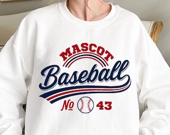 Custom Mascot Name Sweatshirt, Personalized Baseball Team Sweater, Game Day Mascot Pullover, Custom Team Spirit Unisex Outfit