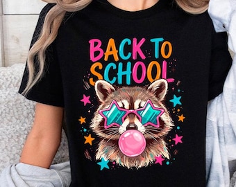 Raccoon Back To School Shirt, Cool Teacher Graphic Tee, Funny Bubblegum Animal T-Shirt, First Day Of School Top