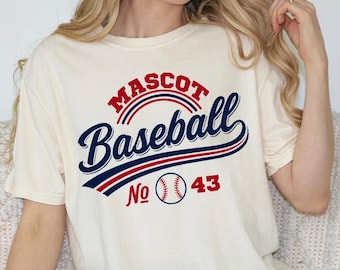 Comfort Colors Custom Mascot Name Shirt, Personalized Baseball Team Tee, Game Day Mascot Top, Custom Team Spirit Unisex T-Shirt