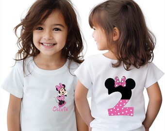 Camiseta de cumpleañera personalizada, camiseta personalizada de feliz cumpleaños, camiseta de cumpleañera de Minnie, camiseta de fiesta de cumpleaños de Disney, cumpleaños de Disney