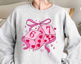 Sudadera divertida Six Seven: Meme de dados 6 7 de San Valentín