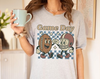 Retro Cartoon Football Tee: Game Day Sports Shirt, Football Mom Outfit