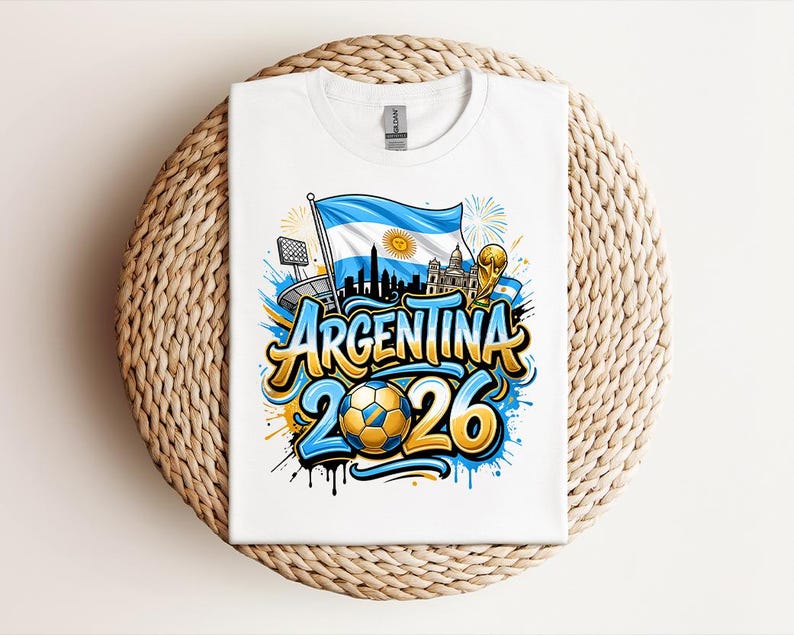Vamos Argentina Shirt, Argentina Supporter Tee, Football Champion Shirt, Football 2026 Tee, Argentina Sports Top, afbeelding 1