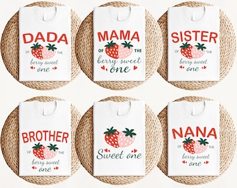 Camisetas familiares de primer cumpleaños con temática de bayas: camisetas a juego para la fiesta de fresas