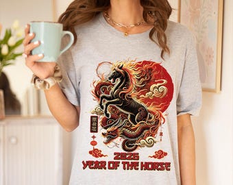 Camiseta del Año del Caballo 2026: Horóscopo del Elemento Fuego, Celebración Asiática