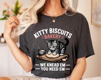 Funny Cat Shirt: Kitty Biscuits Bakery Tee, Making Biscuits, Cat Lover Gift