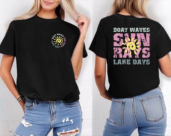 Comfort Colors Boat Waves Sun Rays Lake Days Shirt, Lake House Vacation Tee, Boating Life T-shirt, Summer Sea Salt Trip Outfit
