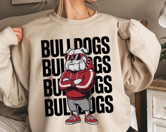 Bold Wrinkly Dog Mascot Sweatshirt: Fall Crewneck for Game Day Pride