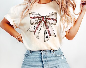 Custom Baseball Bow Shirt: Comfort Colors Gameday Tee