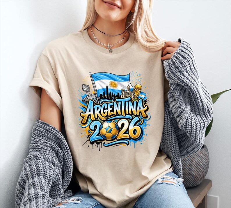 Vamos Argentina Shirt, Argentina Supporter Tee, Football Champion Shirt, Football 2026 Tee, Argentina Sports Top, afbeelding 7