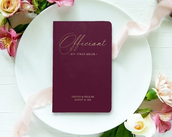 Wedding Officiant Book, Custom marriage commissioner booklet or journal, Personalized soft cover, Officiants notebook, Various colors OF0003