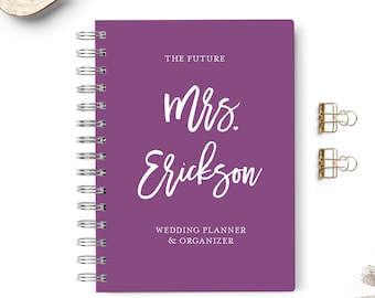 Wedding planner book, Event planning organizer, 6x8.75, Unique gift for the bride, Budget, Seating Chart Checklists, To do list, Purple