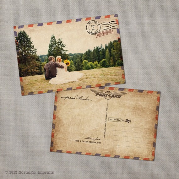 Vintage Wedding Thank You Postcards