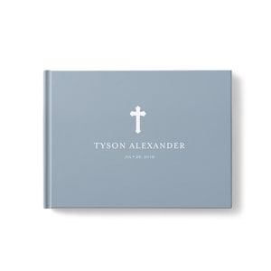 Custom guest book, Baptism Communion Christening, Blank hardcover guestbook, Personalized with optional gold foil, Various cover colors