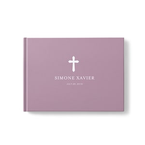 Custom guest book, Baptism Communion Christening, Blank hardcover guestbook, Personalized with optional gold foil, Various cover colors