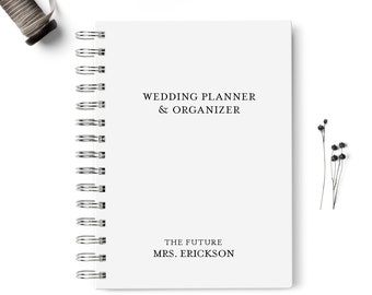 Wedding planner book, Event planning organizer, 6x8.75, Unique gift for the bride, Budget, Seating Chart Checklists, To do list, White