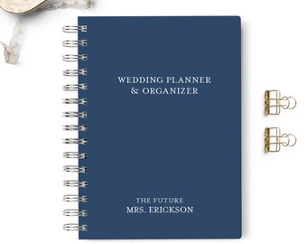 Wedding planner book, Event planning organizer, 6x8.75, Unique gift for the bride, Budget, Seating Chart Checklists, To do list, Navy Blue