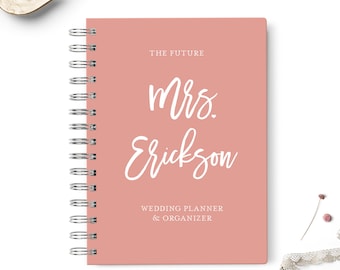 Wedding planner book, Event planning organizer, 6x8.75, Unique gift for the bride, Budget Seating Chart Checklists, To do list, Coral Peach