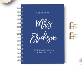 Wedding planner book, Event planning organizer, 6x8.75, Unique gift for the bride, Budget, Seating Chart Checklists, To do list, Dark Blue