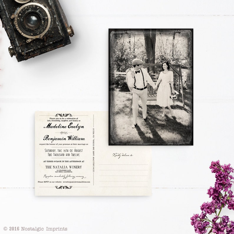 Wedding Postcard Invites 5x7 Postcard Style Wedding Etsy
