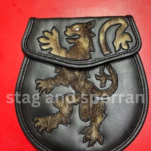 Scottish Kilt Semi Dress Sporran Stitched Lion Rampant
