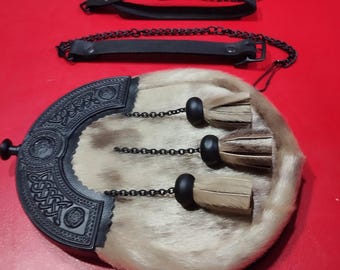 Bolsa para falda escocesa de piel sintética con cinturón de cadena
