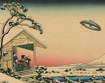 Japans Art, UFO, Alien Art, Teahouse, Japan, Historic Art, Vintage, Geekery, Flying Saucer, Alternate Histories