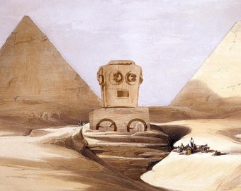 Egypt Art, Robot Art, Sphinx, Pyramids, Egypt, Pyramid Art, Great Sphinx, Robots, Giant Robot, Alternate Histories, Geekery