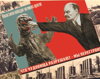 Soviet Art, Kaiju, Lenin, Russian, Soviet Propaganda, Propaganda Poster, Kaiju Art, Alternate Histories, Geekery, Communism