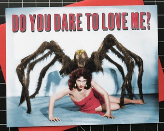 Love Card, Spider, Demand, Giant Spider, Valentines, Love Me, Humor, Alternate Histories, Geekery, B Movie, Sci-Fi