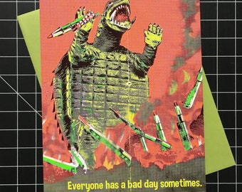 Bad Day, Sorry, Greeting Card, Condolences, Giant Monster, kaiju, Alternate Histories, Geekery, Bad Day Card, Thinking of You