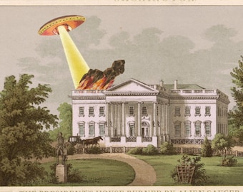 White House, Washington DC, UFO art, Digital Print, Art, Alternate Histories, Geekery, Flying Saucer