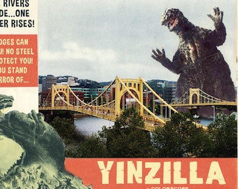 Pittsburgh Art Digital Print Movie Poster Humorous Art Andrew Yinz Pittsburghese  Sci Fi Art Monster Movie Monster Art