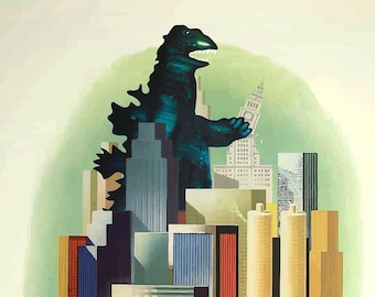 Chicago art, Monsters, Travel Poster, Chicago, Kaiju, Monster Art, Giant Monster, Alternate Histories, Geekery
