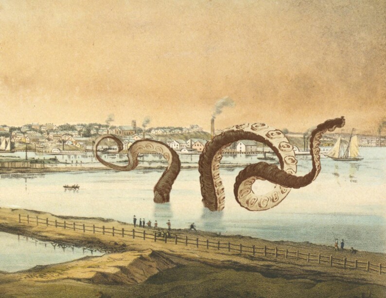 Digital Print, providence ri, Octopus Tentacles, Providence, Monster Art, Rhode Island art, Alternate Histories, Cthulhu, Wall Ar,t Geekery image 2