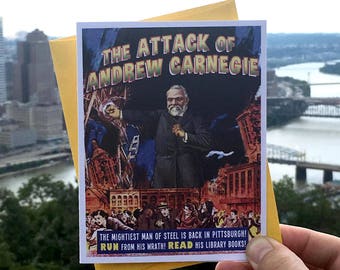 Pittsburgh, Andrew Carnegie, Pittsburgh Cards, Carnegie Library, Greeting Cards, Sci-Fi, Alternate Histories, Retro, Fantasy