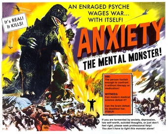 Anxiety, Monster Art, Digital Print, Monster, Anxiety Relief, Kaiju, Alternate Histories, Geekery, Self Help