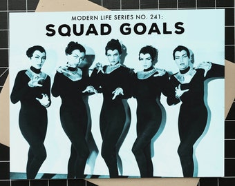 Squad Goals, Greeting Card, Humor, Cat Women, Sci-Fi, Retro, 1950s, Catsuit, Squad, Ride or Die, Alternate Histories, Geekery
