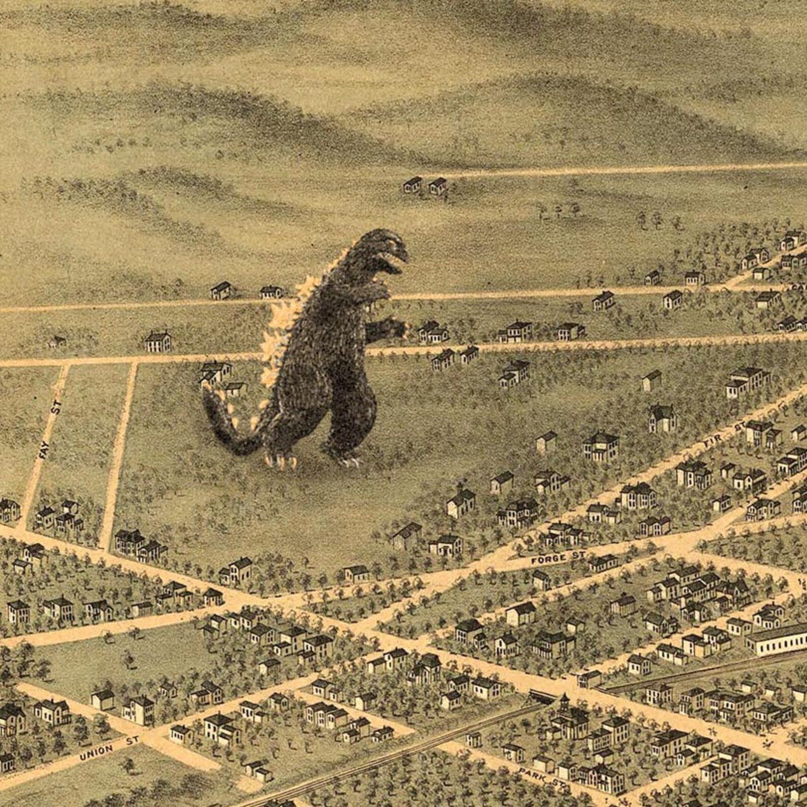 Digital Print Akron monster art kaiju Akron Ohio geekery ...