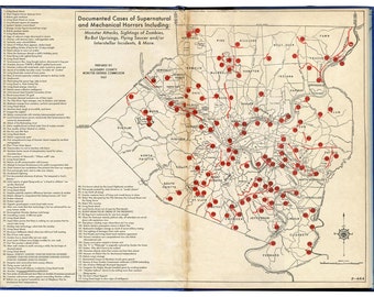 Allegheny, Digital Print, Pittsburgh Art, Zombies, Monster art, vintage map, vampires, dinosaurs, robots, Geekery, Alternate Histories