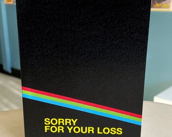 Sorry for your loss VHS style card