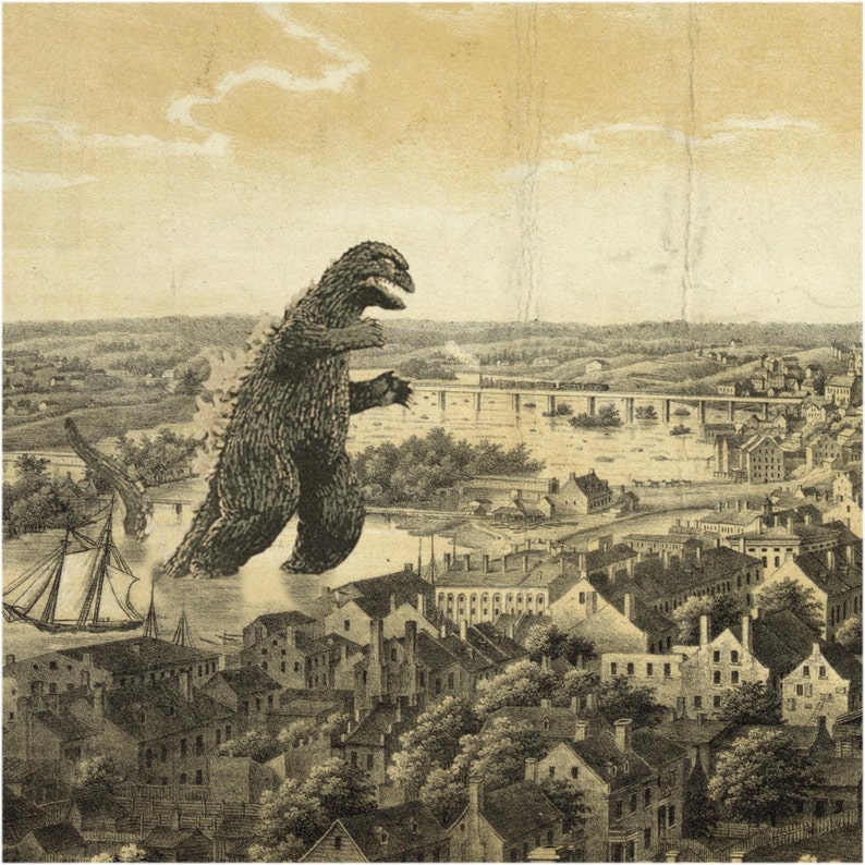 Digital Print, Richmond virginia, monster art, kaiju, Wall Art, geekery, Richmond VA art, 19th century, Richmond Art, alternate histories, image 2