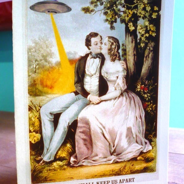 Love Card, UFO card, Geek Love, Digital Print, Vintage Print, Flying Saucer, Geekery, Alternate Histories