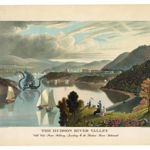 Digital Print Hudson Valley Octopus Tentacles, Hudson River Monster Art Alternate Histories Wall Art Geekery