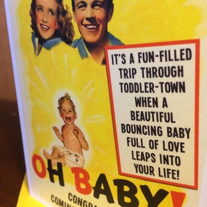 New Baby, movie poster, New Baby Card, 1940s, retro card, Geekery, Alternate Histories, Birth Announcement, Baby image 2