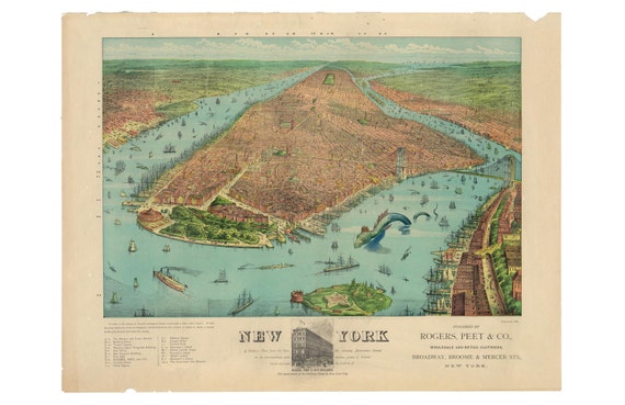 Digital Print, New York City, sea monster, kaiju, monster art, geekery, manhattan, alternate histories, Manhattan Map, New York