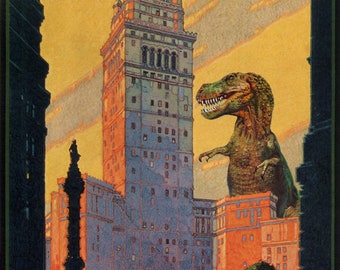 Cleveland, Tower Terminal, Cleveland Art, Dinosaur, Dinosaur Art, Ohio Art, Union Terminal, Alternate Histories, Geekery